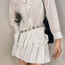 Plus Size Bohemian Vintage Floral Waist Chain - Silver - View 16