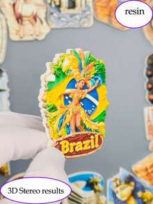 1 pièce Aimant de réfrigérateur en résine 3D avec scène du Brésil, danseuse de carnaval, statue du Christ à Rio. Souvenir de voyage créatif et populaire. Décoration de maison et cuisine, artisanat, cadeau de festival - Taille Unique - Voir 6