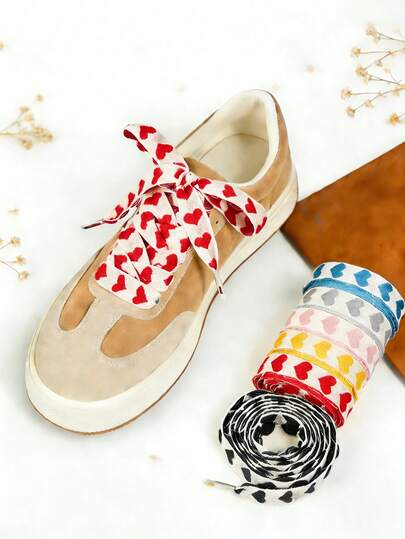 Cordones planos con forma de corazón para zapatos casuales, de poliéster, accesorios para zapatos.