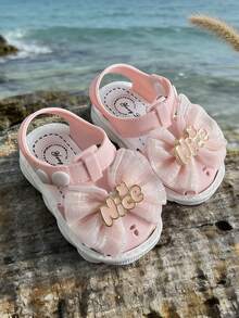 1双可爱时尚的女童凉鞋，多功能沙滩鞋，带搭扣 - 粉色 - 查看 9