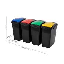 Addis Recycling 40 Litre Set Of 4 Waste Utility Plastic Bins 518697ebay - B - View 3