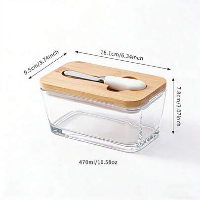 وعاء زجاجي للزبدة، وعاء تخزين الطعام، برطمان زجاجي محكم الإغلاق، صندوق زبدة مع غطاء ومبرد، صندوق زبدة راقي للمنزل، صندوق حفظ الجبن محكم الإغلاق، صندوق تخزين مطبخ بسيط شفاف