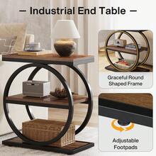 Tribesigns Narrow End Table With 3 Storage Shelves, Industrial Small Sofa Side Table For Living Room, Slim Nightstand For Bedroom - Brown - View 7