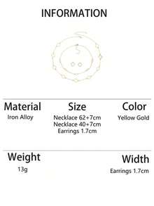Set de 4 piezas de aretes y collar minimalista de trébol hueco de moda, adecuado para fiestas y ocasiones formales de mujeres - Dorado - Ver 5