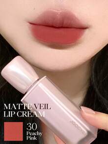 Son kem lì JOOCYEE MATTE VEIL LIP CREAM hương kẹo bông gòn, lớp nền lì, dưỡng ẩm, nhẹ nhàng, lâu trôi, không bết dính, lý tưởng cho phụ nữ. - #30 Hồng đào - Xem 4