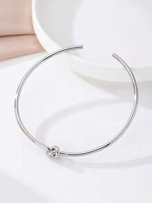 1pc Fashionable Minimalist Twist Metal Choker Necklace, Adjustable Size Suitable For Women Daily, Party, Outing Wear - Knotted Collar - View 7