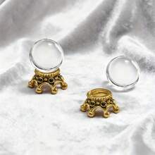 5pcs Mini Crystal Ball House Decor - Transparent Sphere Mini With Gold Base And Clear Dome - Gold Base and Transparent Dome - View 1