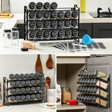 Estantería para especias de metal de 4 niveles de gran resistencia | Organizador de almacenamiento para encimera con diseño de almacenamiento vertical para ahorrar espacio, adecuado para botellas de especias, utensilios de cocina y herramientas de repostería (montable en pared, estantes ajustables) - Multicolor - Ver 7