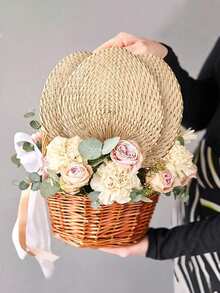 1把波西米亚风拉菲草婚礼扇，新娘伴娘手扇，春夏婚礼回礼，乡村风婚礼墙饰，结婚礼物 - 多款 - 查看 2