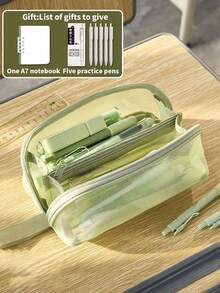 1pc Transparent Grid Prism Pencil Case, Large Capacity Minimalist Ins Style Stationery Bag For Students, Suitable For Exams, High School And College, Multifunctional Pen Holder Ruler Desk Organizer For Girls And Boys, Applicable For School/Tutoring/Office/Primary And Secondary Students - Multicolor - View 12