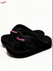 Sandalias chanclas mujer elegantes, diseño minimalista 2026, antideslizantes resistentes, calzado versátil para fiesta, playa y casa - Negro - Ver 1