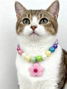 1 pieza Collar con decoración de flor para mascotas, adecuado para gatos, perros, osos de peluche y mascotas pequeñas de menos de 9.0 kg - Rosa - Ver 5