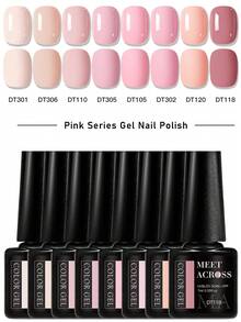 MEET ACROSS 8pcs/Set 7ml Nude Pink Gel Nail Polish Kit, HEMA TPO Free Semi-Permanent Soak-Off UV Gel Nail Polish Long-Lasting Durable DIY Nail Art Design Nail Care Set, Suitable For Summer Nails, Home And Salon Use - Multicolor - View 13
