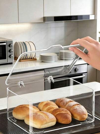 1 قطعة صندوق خبز شفاف قابل للتكديس عالي السعة من البولي إيثيلين التيريفثالات، حاوية عرض وتخزين بسيطة، تصميم أمامي يحافظ على طراوة المخبوزات، صندوق تخزين بسكويت للمطبخ المنزلي