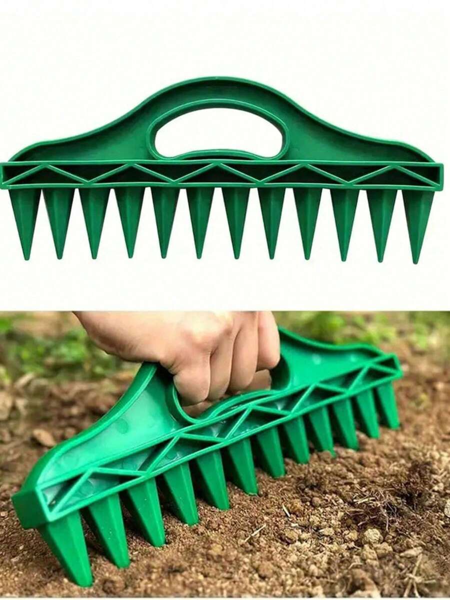 1pc Soil Auger Tool, Gardening Seeding Spacing Tool, Suitable For Farmland And Vegetable Planting, Plastic Agricultural Rake, Non-Electric