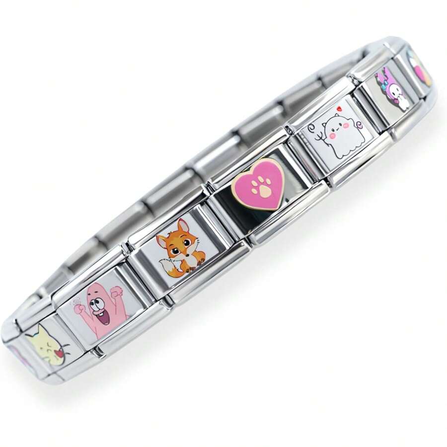 Complete Italian Charm Bracelet Set With 18 Customizable Charms - CutePal's - View 1