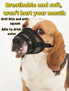 Adjustable Black Muzzle For Small Dogs, With Breathable Mesh, Anti-Bite And Anti-Bark Strap - Comfortable Nylon, Drinkable Design, Nighttime, Suitable For Small Dogs, Comfortable To Wear, Soft Fabric, Durable - Multicolor - View 7