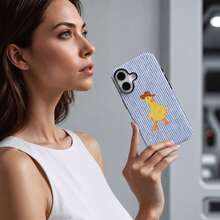 Denim Style Blue Striped Duck Pattern Phone Case, Suitable For IPhone 17, 16, 15, 14 Pro Max, Plus, 13, 12, 11 - Multicolor - View 3