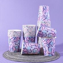 20/40/60pcs,Iridescent Kpop Birthday Party Cups Kpop Themed Purple Blue Pink Hot Cold Paper Cups For Music Birthday Wedding BabyShower Party Supplies Decor,K Pop Party 9oz Paper Cups Cups For Hot Cold Music Kpop Happy Birthday Party Decorations - Multicolor - View 1