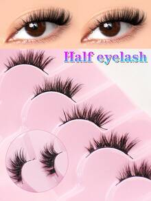 Waloshow 7 Pairs 5-10mm Length Messy Cat Eye Lashes, Cute & Petite, Suitable For Daily Wear, Dates, Vacations, Natural Makeup - Black - View 3