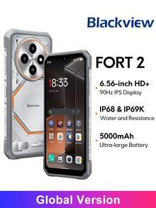 Blackview FORT 2 全球版三防智能手机，IP68 和 IP69K 防水防尘，配备 Doke AI 和双 AI 摄像头，后置 1600 万像素 + 前置 1300 万像素，6.56 英寸高清+ IPS 显示屏，智能 AI 自适应 90Hz 刷新率，5000mAh 电池 - 白色 - 查看 1