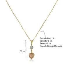 Women's Set: Bracelet, Chain, Pendant, And Heart Earrings, 18k Gold Plated Costume Jewelry - 香檳色 - 查看 5