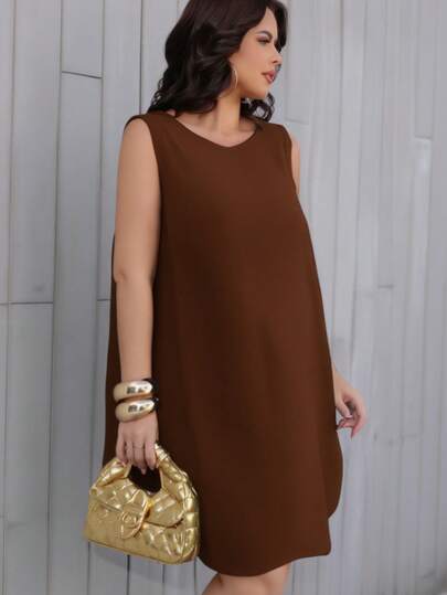 Vestido Plus Size Regata Plus Size Curve Curvy Soltinho Crepe Duna Alça Promoção Moda Tamanho Grande