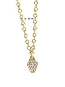 Charm-In Gilded Geometric Necklace, Gold Rhombus Zirconia Pendant Necklace, Versatile For Commuting, Dating, All Seasons - Yellow Gold - View 4