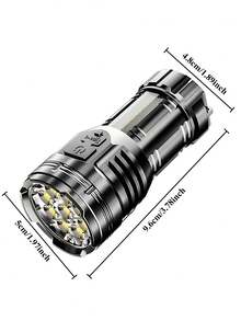 3/2/1入 Type-C 充電式戰術手電筒，超亮 9 奈秒爆閃手電筒，防水，具 4 種照明模式，適用於露營、徒步、汽車維修和緊急情況 - 黑色的 - 查看 11