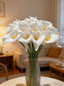 Bộ 12/6/1 bông hoa loa kèn trắng nhân tạo 33cm, làm từ chất liệu PU, thích hợp trang trí nhà cửa, đám cưới, trong nhà/ngoài trời, sân vườn, tiệc tùng, phong cách Boho. - Màu trắng sữa - Xem 7