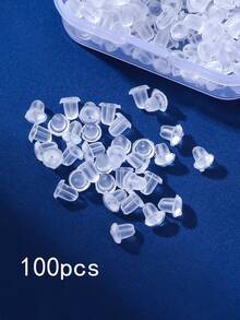 1盒透明耳钉后塞,硅胶耳钉后塞,透明橡胶耳钉后塞,带耳垫的柔软耳塞,低过敏硅胶耳钉后塞替换套装,透明硅胶圆柱耳塞饰品配件,适合女性日常佩戴(附赠透明饰品收纳盒),DIY饰品防滑硅胶耳塞,透明塑料耳钉(100个/300个/500个) - 無色 - 查看 11