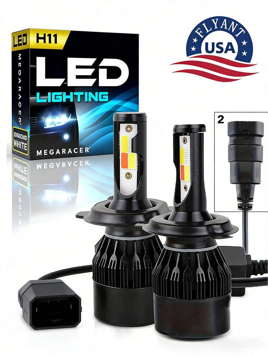 2pcs Strong Light Car Lamp Car Bulb Four Color Conversion H1 H4 H7 9005 9006+H11 6000K LED Headlight Ultra White Kit, Headlight Bulb Fog Light Bulb, ATV UTV Light