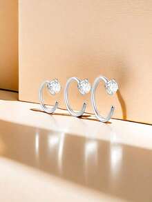1 chiếc khuyên mũi/khuyên tai/vòng tròn bằng bạc Sterling S925 đính đá CZ cho nữ, kích thước 6mm/8mm/10mm - Đinh mũi đơn - Xem 2