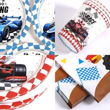 Formula Racing Car Disposable Plate, Napkin, Cup Set, One-Time Party Supplies Suitable For 10 Guests, Disposable Paper Plate Party Tableware Fit For Birthday, Wedding, Theme Party, Family Picnic - Style 4 - View 3