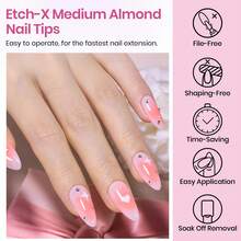 Beetles Medium Almond Nail Tips 576pcs 12 Sizes, Pre-Etched Soft Gel Nail Tips Half Matte Full Cover Press On False Nail Tips - Bộ móng giả hình hạnh nhân cỡ trung bình 576 chiếc (móng giả khắc chữ X) - Xem 5