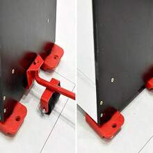 5 Piezas Kit Deslizador de Muebles Acero al Carbono con Ruedas de Goma Antideslizantes - Herramienta de Palanca para Transporte Pesado en Hogar/Oficina, Protección de Suelos de Madera - Juego de 5 piezas,  rojo - Ver 4