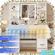 [DIY-Friendly Signature Furniture]Premium Solid Wood Modern Ladies' Vanity Table With 3-Level LED Soft Light Mirror, Ample Drawers & Cosmetic Rack, USB Port, Space-Saving, Easy Assembly - Perfect Gift For Bedrooms, Birthdays & Celebrations - Blanco - Ver 10