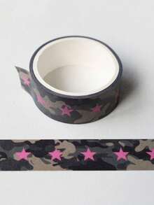 One Roll Of Korean Handmade Stationery And Drawing Tape, Featuring Star-Shaped Glasses, Polka Dots, And Black Pattern Decorations For Collage. DIY Craft Material Tape Roll, Suitable For Decorating Books And Students With Leopard Print. - Roll - View 11
