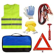 Car Emergency Breakdown Kit Roadside Safety Jump Leads Tow Rope Warning Triangle - A - View 11