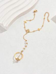 1pc Retro Versatile Classic Commute Fashion Vacation Floral Knuckle & Back-Of-Hand Chain Bracelet For Women - White Flowers - View 11