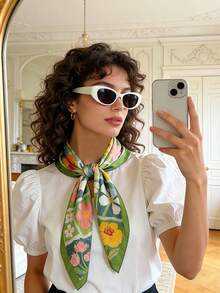 1 chiếc khăn choàng satin hoa văn cổ điển thanh lịch dành cho nữ, khăn choàng giả lụa nhẹ, phong cách Bohemian retro, mềm mại và thoải mái cho trang phục hàng ngày và các buổi đi chơi mùa xuân/hè. - Nhiều màu - Xem 7