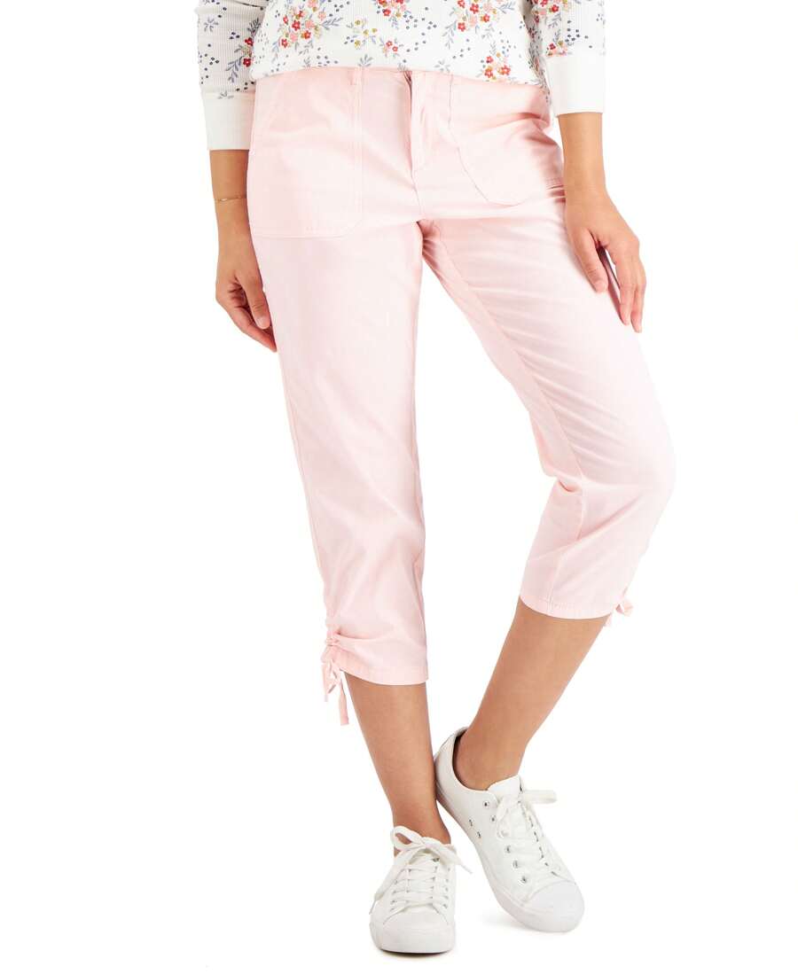 Style & Co Tie Hem Capri Pants - 粉色 - 查看 1