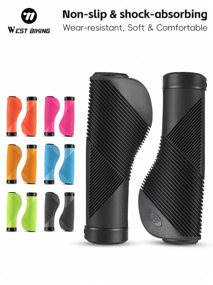 Tay nắm xe đạp WEST BIKING 1 cặp, thiết kế công thái học, chống trượt, chống sốc, kèm 2 nút bịt, chất liệu TPE, dành cho xe đạp leo núi MTB, phụ kiện xe đạp. - Nhiều màu - Xem 1