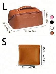 1个防水PU化妆包，大容量双层化妆包，多功能旅行收纳包，化妆品收纳袋，护肤品收纳袋，大容量洗漱包，旅行居家化妆品收纳包 - 彩色 - 查看 10