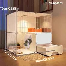 Detachable & Stackable Multi-Layer Cat Cage With Litter Box And Drawer, Kitten Villa - Multicolor - View 1