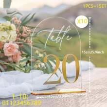 1 Set = 10pcs Transparent Acrylic Arch-Shaped Table Number Plates 1-40 With Display Stands, Suitable For Wedding Reception Decor, Dining Table, Party, Anniversary, Events (Peel Off Protective Film Before Use) - View 12