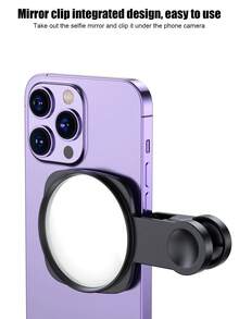 Shockproof Mirror Element Push-Pull Bracket Universal Rear Camera Selfie Mirror Clip For Smartphones, Large Mirror Surface Suitable For Group Photos, Travel, Vlogging, High-Definition Reflective Rear Selfie, Comes With Storage Case, Ideal Selfie Tool For Travel And Gatherings Spring Party - Multicolor - View 2