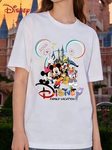Disney 2025 Family Vacation  Head Printed Loose Round Neck Short Sleeve T-Shirt - 白色 - 查看 2