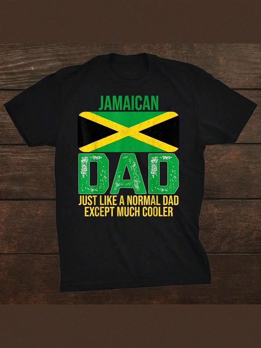 Camiseta Vintage con Diseño de Bandera de Jamaica para Papá, Negra, 100% Algodón, Regalo para Hombres, Papás y Amigos - 220g - Negro - Ver 1