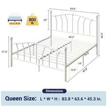 Allewie 14 Inch Twin/Full/Queen/King Size Metal Platform Bed Frame With Heart-Shaped Headboard And Footboard/Iron-Art Mattress Foundation/Under Bed Storage/No Box Spring Needed/Easy Assembly/Noise-Free/White - trắng - Xem 10